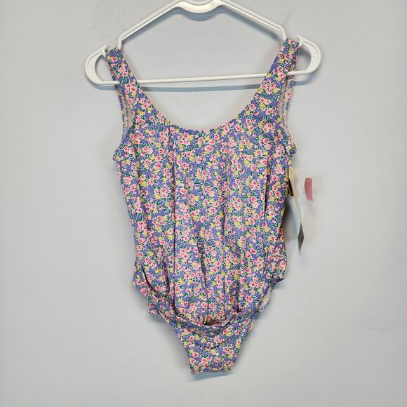 Vintage Mama Pavlova Ditsy Floral Leotard Swimsuit Size S 70s 80s Retro Workout - Picture 1 of 10